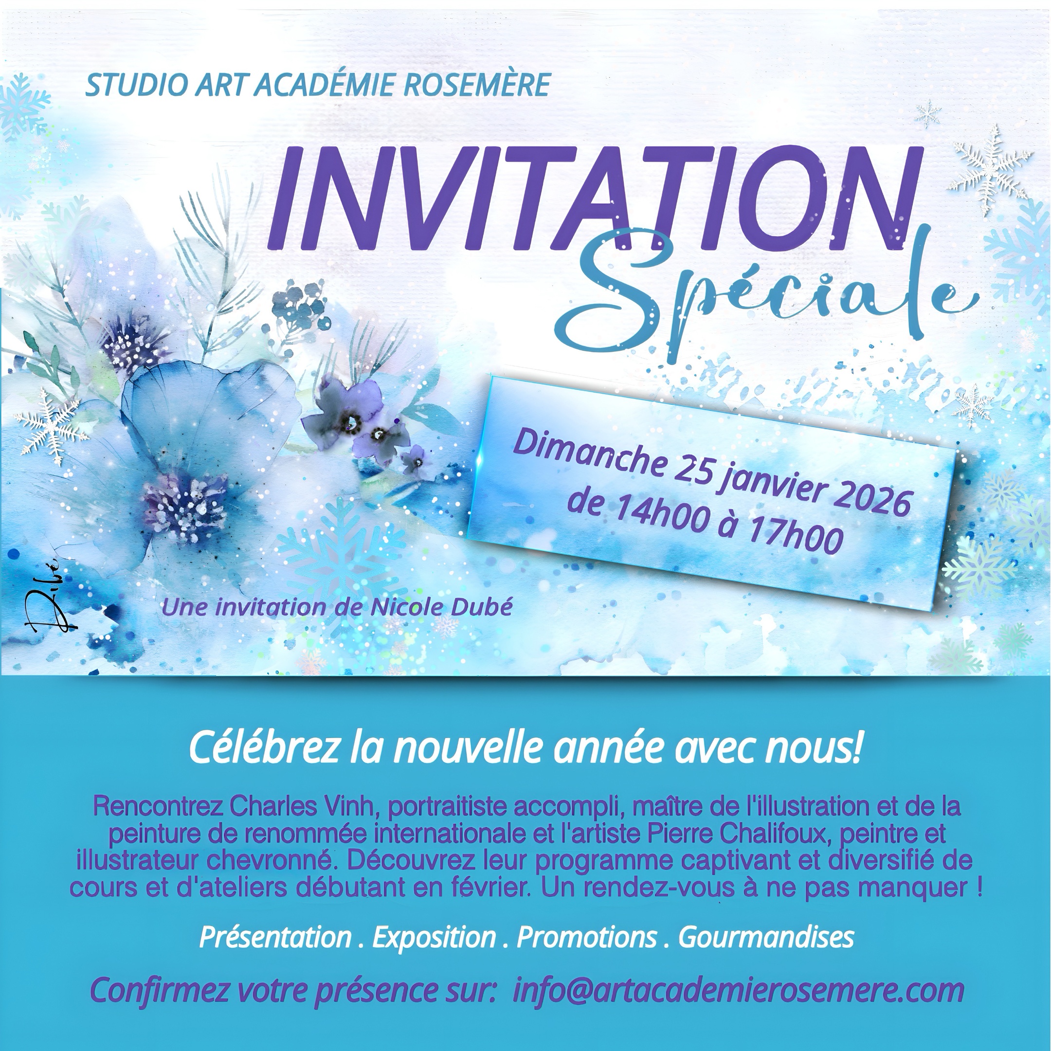 Studio Art Académie Rosemère . Charles Vinh . Nicole Dubé artiste peintre . Pierre Chalifoux concepteur graphique 